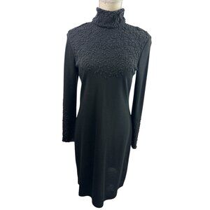 Linda Allard Ellen Tracy Black Wool Beaded Dress Women’s Size 6 NWOT